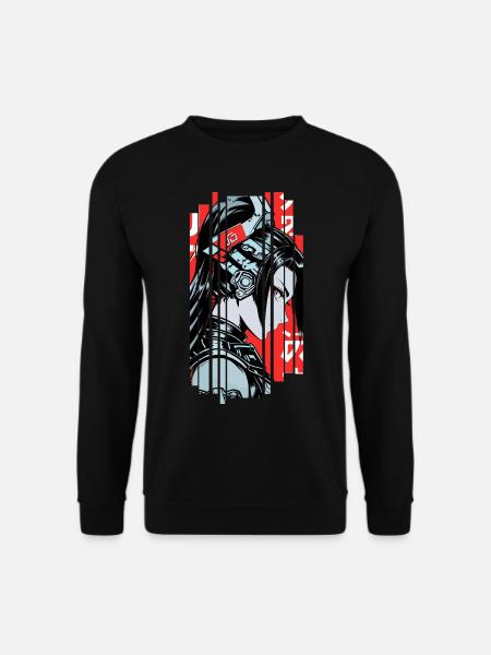 Frau Cyborg japan rot - Unisex Pullover - Schwarz