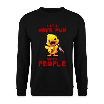 Duck with Knife - Creepy Funny Halloween Look - Unisex Sweatshirt - black - Front - Alina (178cm) & Michal (187cm)