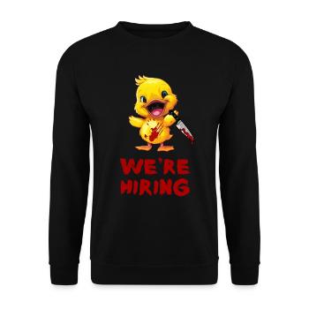 Duck with Knife - We Hire a Funny, Creepy - Unisex Sweatshirt - black - Front - Alina (178cm) & Michal (187cm)
