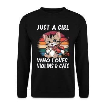 Juste une fille qui aime les violons et les chats - Sweat-shirt Unisexe - noir - Devant - Alina (178cm) & Michal (187cm)
