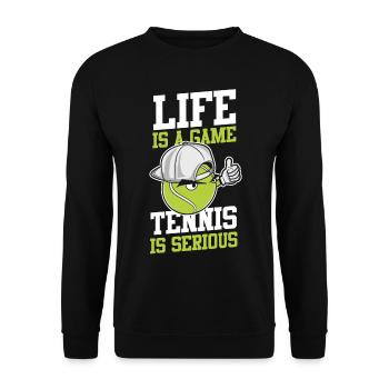 Drôle de joueur de tennis raquette la vie est - Sweat-shirt Unisexe - noir - Devant - Alina (178cm) & Michal (187cm)