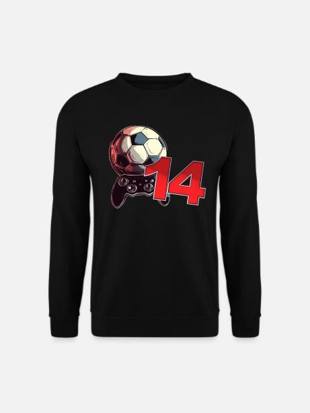 Fußball und Zocken Geburtstag Junge 14 Jahre - Unisex Pullover - Schwarz