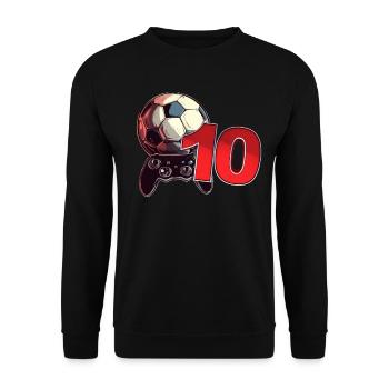 Football and Gaming Birthday Boy 10 Years - Unisex Sweatshirt - black - Front - Alina (178cm) & Michal (187cm)