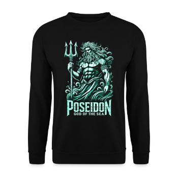Poseidon - God of the Seas - Unisex Sweatshirt - black - Front - Alina (178cm) & Michal (187cm)