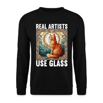 Vitrail artiste Vitrail Art - Sweat-shirt Unisexe - noir - Devant - Alina (178cm) & Michal (187cm)
