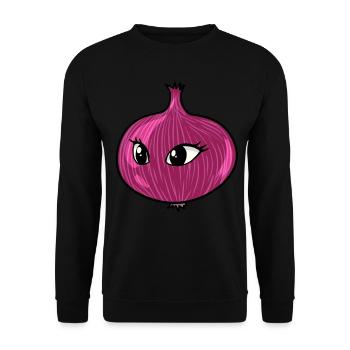 Zwibel Zwiebeln Gemüse Gesicht Koch Köche Köchin - Unisex Pullover - Schwarz - Vorne - Alina (178cm) & Michal (187cm)