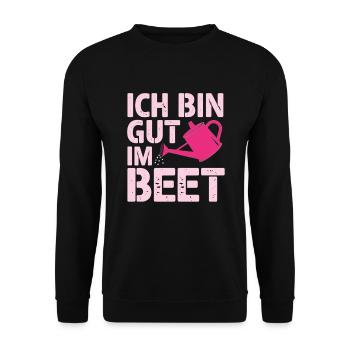 Ich bin gut im BEET, Garten - Unisex Pullover - Schwarz - Vorne - Alina (178cm) & Michal (187cm)