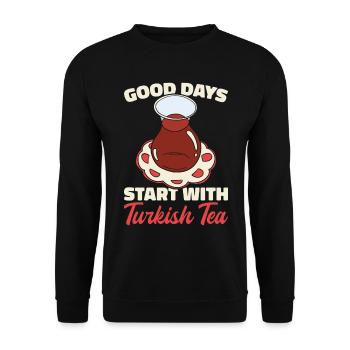 Thé turc Chai Türk Çayi Amoureux de la dinde - Sweat-shirt Unisexe - noir - Devant - Alina (178cm) & Michal (187cm)