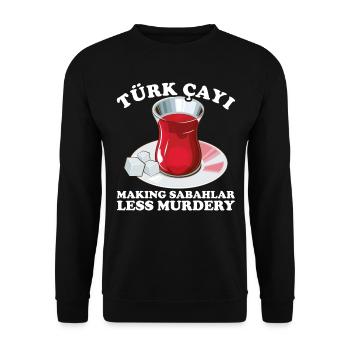 Thé turc Chai Türk Çayi Amoureux de la dinde - Sweat-shirt Unisexe - noir - Devant - Alina (178cm) & Michal (187cm)