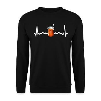 Thé turc Chai Türk Çayi Amoureux de la dinde - Sweat-shirt Unisexe - noir - Devant - Alina (178cm) & Michal (187cm)