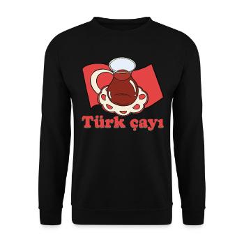 Thé turc Chai Türk Çayi Amoureux de la dinde - Sweat-shirt Unisexe - noir - Devant - Alina (178cm) & Michal (187cm)