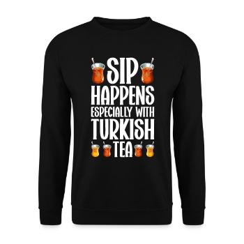 Thé turc Chai Türk Çayi Amoureux de la dinde - Sweat-shirt Unisexe - noir - Devant - Alina (178cm) & Michal (187cm)