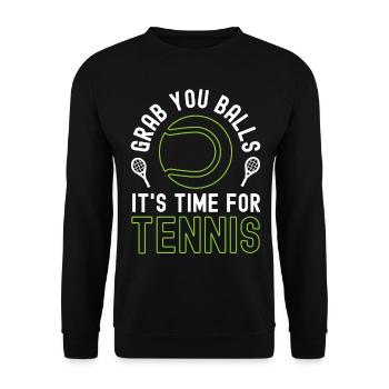 Funny Tennis Player Racket Pun - Unisex Sweatshirt - black - Front - Alina (178cm) & Michal (187cm)
