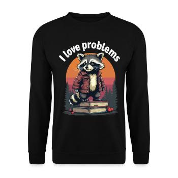 Funny Raccoon Chaos Chemise Homme - Sweat-shirt Unisexe - noir - Devant - Alina (178cm) & Michal (187cm)