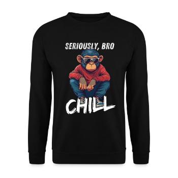 Sérieusement Bro Chill Monkey Meme Gambler - Sweat-shirt Unisexe - noir - Devant - Alina (178cm) & Michal (187cm)