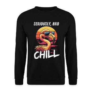 Seriously Bro Chill Flamingo Meme Design - Unisex Sweatshirt - black - Front - Alina (178cm) & Michal (187cm)