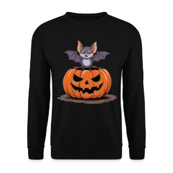 Chauve-souris heureuse sur citrouille - Halloween Fun - Sweat-shirt Unisexe - noir - Devant - Alina (178cm) & Michal (187cm)