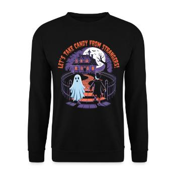 Sweets from strangers - Halloween fun! - Unisex Sweatshirt - black - Front - Alina (178cm) & Michal (187cm)