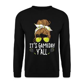 Funny Tennis Player Racket - Unisex Sweatshirt - black - Front - Alina (178cm) & Michal (187cm)