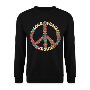 Amour paix jésus chrétien hippie jésus-christ - Sweat-shirt Unisexe - noir - Devant - Alina (178cm) & Michal (187cm)