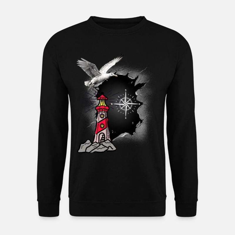 maritim Möwe Kompass Leuchtturm Möwen - Unisex Pullover - Schwarz