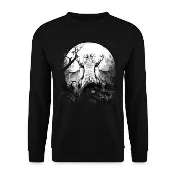 mystical forest forest animals deer deer roebuck - Unisex Sweatshirt - black - Front - Alina (178cm) & Michal (187cm)