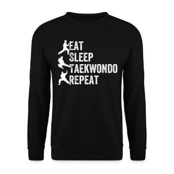 Eat Sleep Taekwondo Repeat - Taekwondo Fighter - Unisex Sweatshirt - black - Front - Alina (178cm) & Michal (187cm)