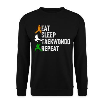 Manger Dormir Taekwondo Répéter - Art martial Taekwondo - Sweat-shirt Unisexe - noir - Devant - Alina (178cm) & Michal (187cm)