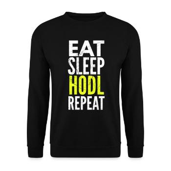 Eat Sleep HODL Traders de crypto monnaie réguliers - Sweat-shirt Unisexe - noir - Devant - Alina (178cm) & Michal (187cm)