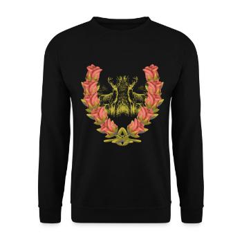 Deer Antlers Red Deer Roses Deer Deer Roebuck - Unisex Sweatshirt - black - Front - Alina (178cm) & Michal (187cm)