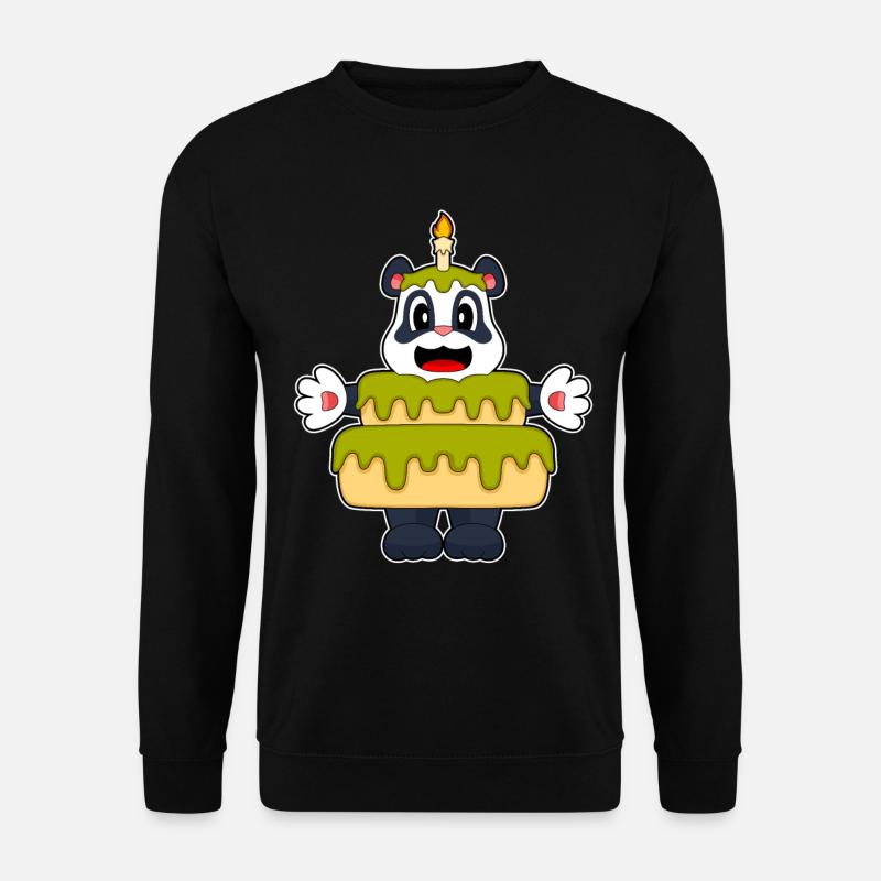 Panda Birthday Candle Cake - Unisex Sweatshirt - black