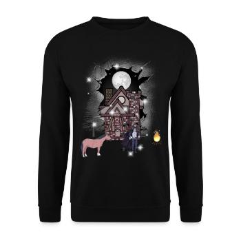 Château Halloween Mystique Médiéval Guerrier Lune - Sweat-shirt Unisexe - noir - Devant - Alina (178cm) & Michal (187cm)