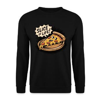 slice of life , love pizza , retro design 90´s - Unisex Pullover - Schwarz - Vorne - Alina (178cm) & Michal (187cm)