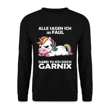 Everyone says I'm lazy, funny saying - Unisex Sweatshirt - black - Front - Alina (178cm) & Michal (187cm)