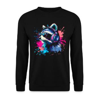 Colorful Gambler Raccoon with Headset - Unisex Sweatshirt - black - Front - Alina (178cm) & Michal (187cm)