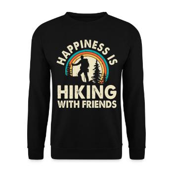 Hiking with Friends - Happy Hiker Design - Unisex Sweatshirt - black - Front - Alina (178cm) & Michal (187cm)