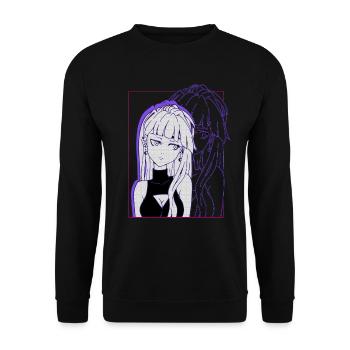 Lila Anime Manga Mädchen Kawaii - Unisex Pullover - Schwarz - Vorne - Alina (178cm) & Michal (187cm)