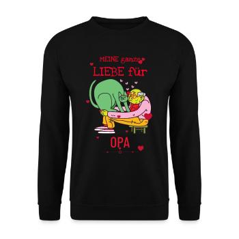 Meine Ganze Liebe Für Opa - Unisex Pullover - Schwarz - Vorne - Alina (178cm) & Michal (187cm)