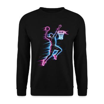 basket-ball, joueur de basket-ball, joueur de basket-ball, dunk - Sweat-shirt Unisexe - noir - Devant - Alina (178cm) & Michal (187cm)