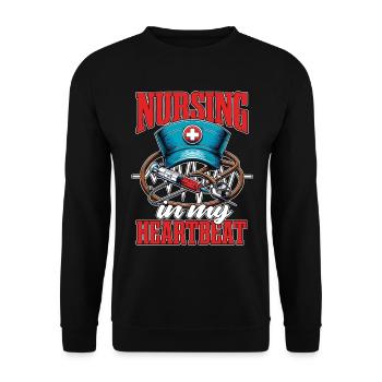 Infirmière praticienne Soins infirmiers Dans mon cœur Soins de santé - Sweat-shirt Unisexe - noir - Devant - Alina (178cm) & Michal (187cm)