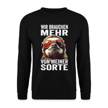 Wir brauchen mehr von meiner Sorte - Unisex Pullover - Schwarz - Vorne - Alina (178cm) & Michal (187cm)