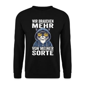 Wir brauchen mehr von meiner Sorte - Unisex Pullover - Schwarz - Vorne - Alina (178cm) & Michal (187cm)
