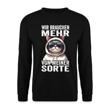 Wir brauchen mehr von meiner Sorte - Unisex Pullover - Schwarz - Vorne - Alina (178cm) & Michal (187cm)