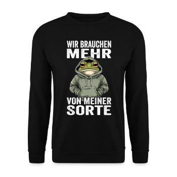 Wir brauchen mehr von meiner Sorte - Unisex Pullover - Schwarz - Vorne - Alina (178cm) & Michal (187cm)