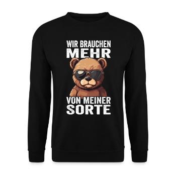 Wir brauchen mehr von meiner Sorte - Unisex Pullover - Schwarz - Vorne - Alina (178cm) & Michal (187cm)