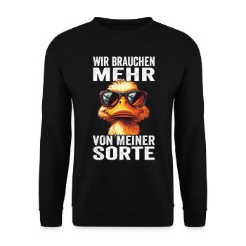 Wir brauchen mehr von meiner Sorte - Unisex Pullover - Schwarz - Vorne - Alina (178cm) & Michal (187cm)