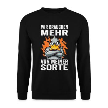 Wir brauchen mehr von meiner Sorte - Unisex Pullover - Schwarz - Vorne - Alina (178cm) & Michal (187cm)