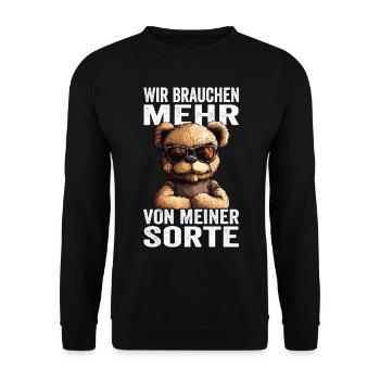 Wir brauchen mehr von meiner Sorte - Unisex Pullover - Schwarz - Vorne - Alina (178cm) & Michal (187cm)
