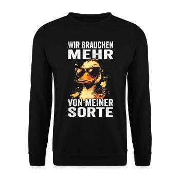 Wir brauchen mehr von meiner Sorte - Unisex Pullover - Schwarz - Vorne - Alina (178cm) & Michal (187cm)