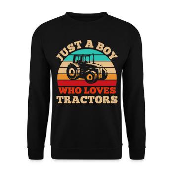 Just a Boy Who Loves Tractors funny Tractor Saying - Unisex Sweatshirt - black - Front - Alina (178cm) & Michal (187cm)
